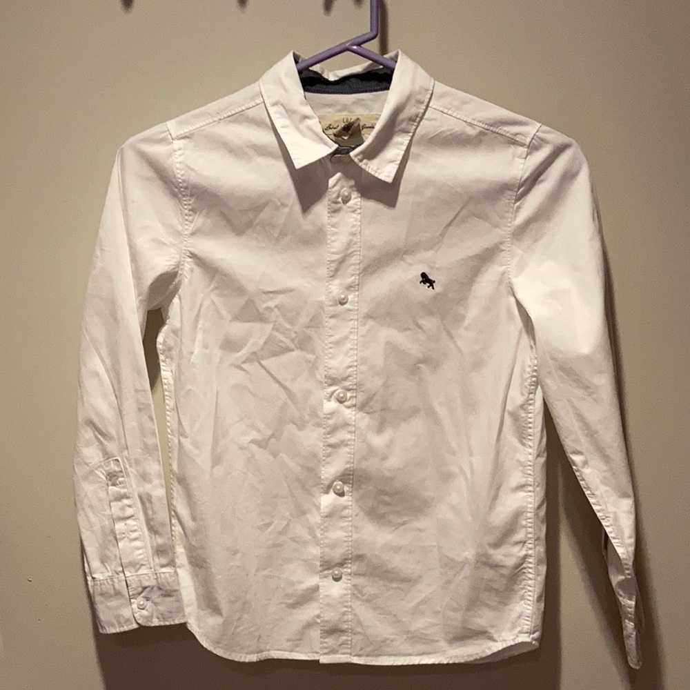 Boys H&M white cotton collared button down long sleeve shirt 9-10Y